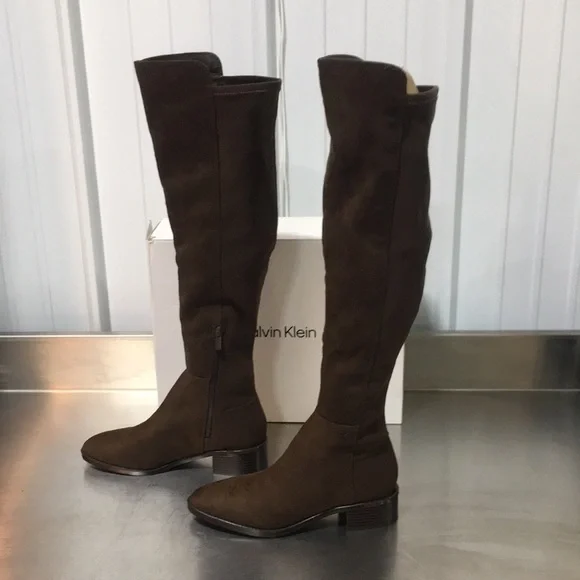 New WB Woman’s Calvin Klein Women's Brown Knee-High Boots - Picture 3 of 6
